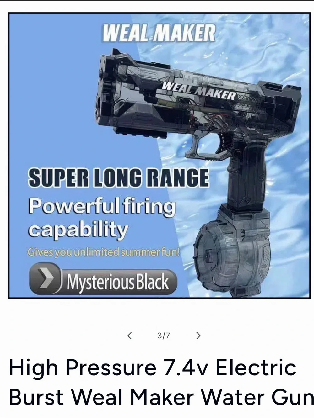 Brand New High Pressure, Powerful Electric Pop Water Shooter- Weal Maker